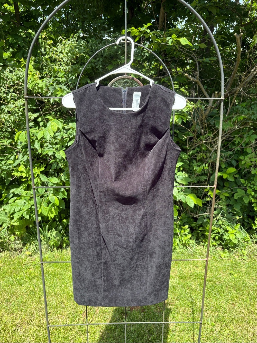 Vintage Classic Sleeveless Black Sheath Dress Women's Small Textured Tailored - Picture 4 of 12